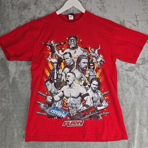 WWE ECW Raw Smack Down T-shirt Youth‎ XL Red 2007 Wrestling John Cena